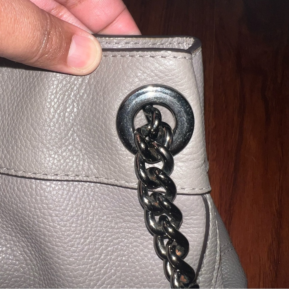 Coach Turnlock Edie Leather Shoulder Bag in Gray - Picture 13 of 13